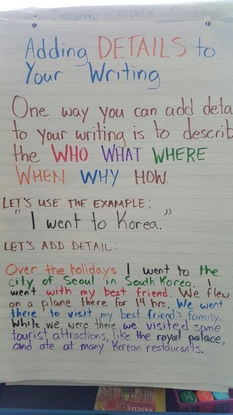 Adding Details To Writing Using W5h Narrative Writing Prompts
