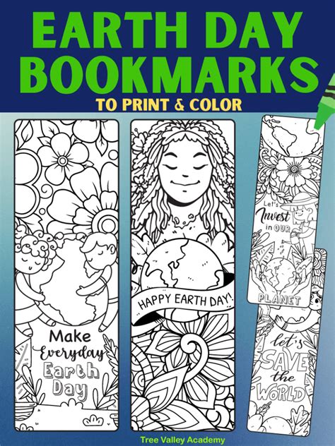 4 Printable Earth Day Bookmarks To Color Tree Valley Academy
