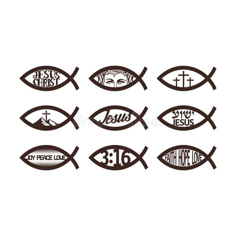 Big Set Of Jesus Fish Stock Vector Illustration Of Holy 122633909