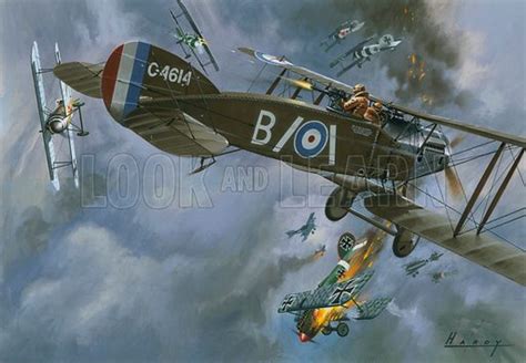 Dogfight Between British And German Aircraft World War I Stock