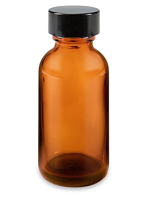 Amber Boston Round Glass Bottles 1 Oz S 20888 Uline