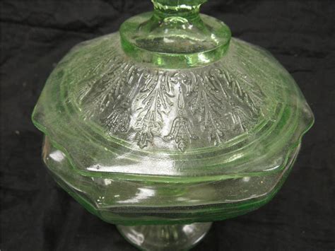 Bid Now Vintage Depression Glass Green Princess Anchor Hocking Footed