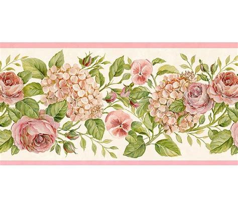 Pink Rose Garden Hydrangea Wallpaper Border By Chesapeake