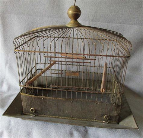Antique Hendryx Brass Bird Cage With Original Brass