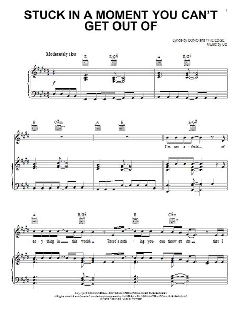 U2 Stuck In A Moment You Cant Get Out Of Sheet Music Download Pdf Score 86439