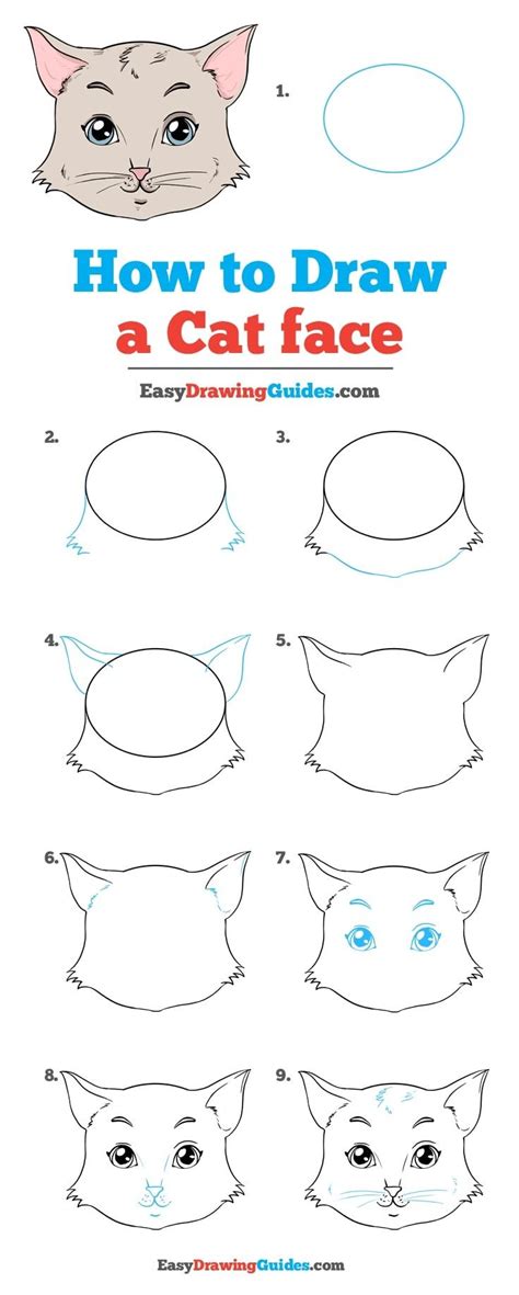 This tutorial explains how to draw a tigers face and head step by step going from a line drawing. How to Draw a Cat Face | Cat drawing tutorial, Cat face ...
