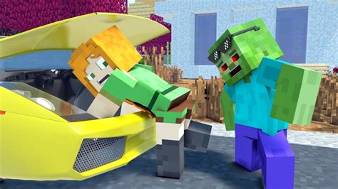Alex And Zombie Love Story Drive Minecraft Animation Youtube
