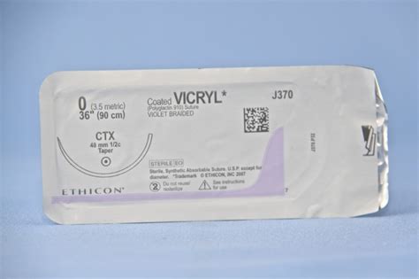 Ethicon Suture J370h 0 Vicryl Violet 36 Ctx Taper Esutures