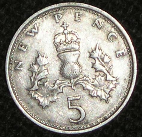 5 New Pence 1971 Elizabeth Ii 1952 Present Great Britain Coin 1714