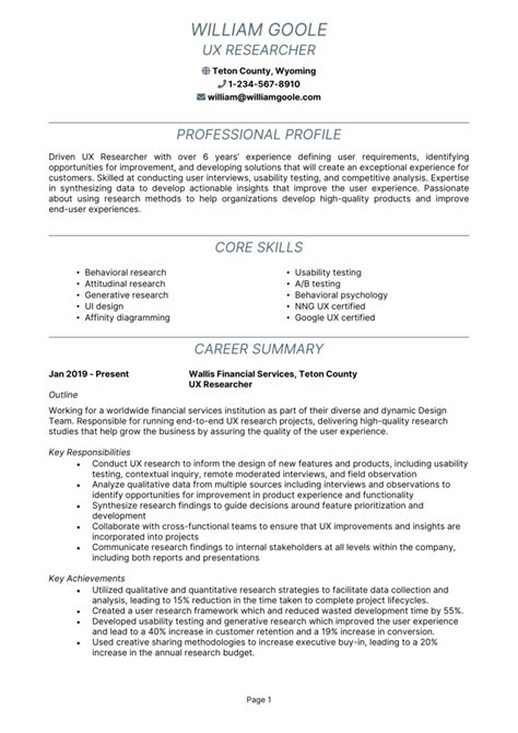 Ux Researcher Resume Example Guide And Resume Template