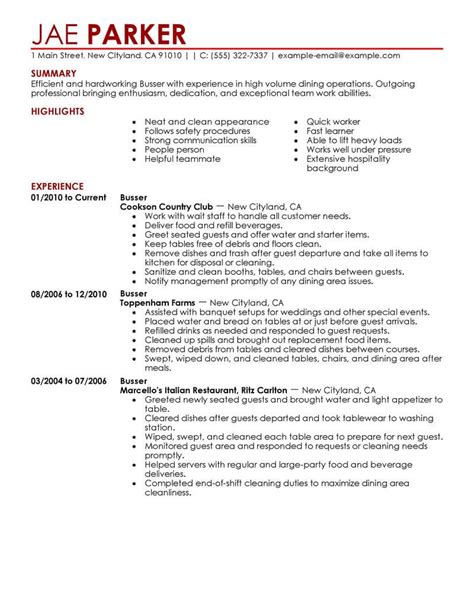 busser resume   professional resume
