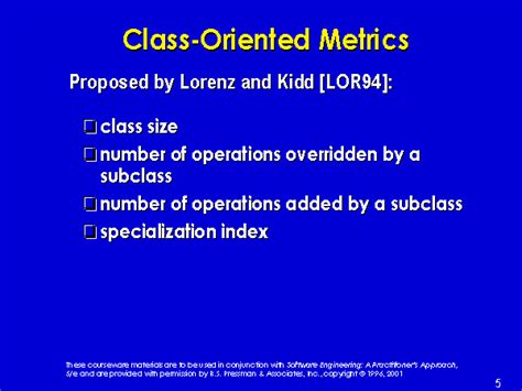 Class Oriented Metrics