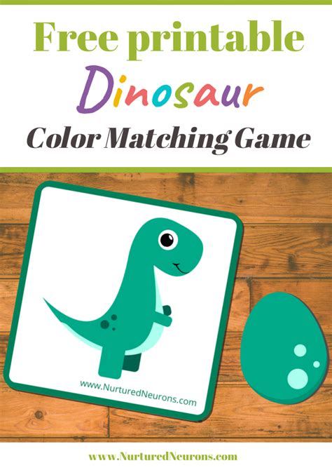 Dinosaur Color Matching Game Amazing Preschool Printable Nurtured