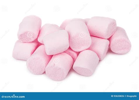 Heap Of Pink Chewing Marshmallow Isolated On White Stock Photo Image