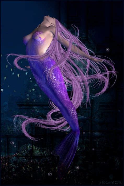 Purple Mermaid Under Water Mermaid Artwork Fantasy Mermaids Mermaid