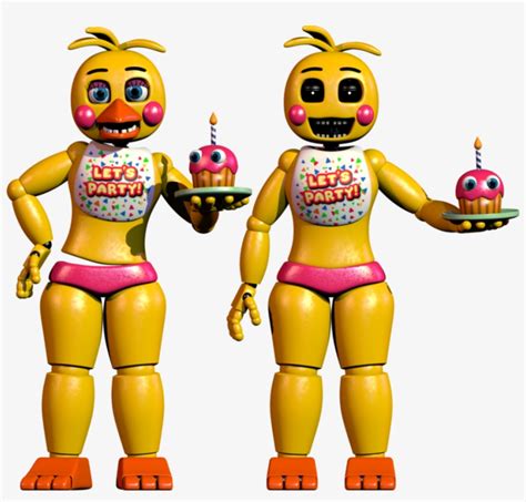 Toy Chica With And Without Beak Fnaf Toy Chica Full Body