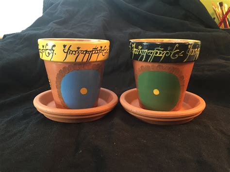 3 In Ceramic Flower Pot Lord Of The Rings Hobbit Door Etsy Ceramic