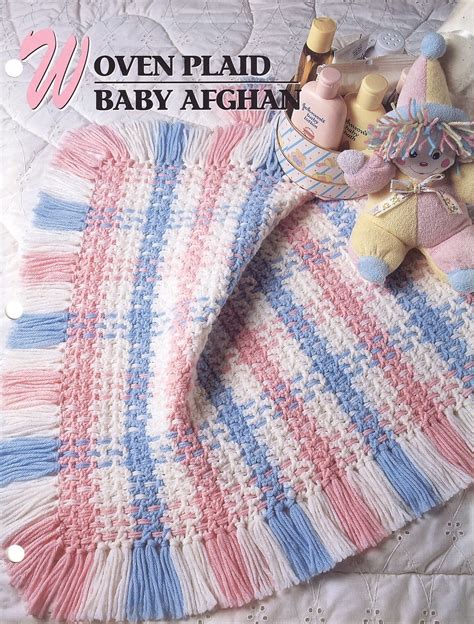 Woven Plaid Baby Afghan Crochet Pattern Blanket Annies Attic Infant