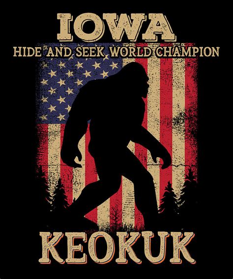 Iowa Keokuk Bigfoot Usa Flag Sasquatch Lovers Digital Art By Elsayed