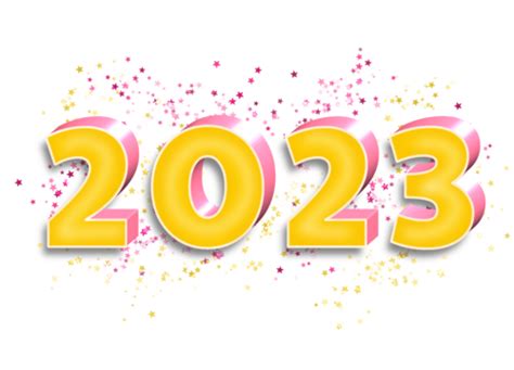 Pink Yellow 2023 Text Number Decoration Year 2023 2023 Lettering