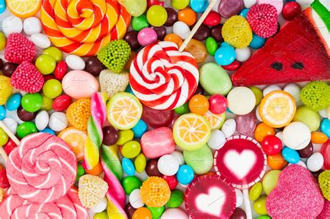 Colorful Candies And Lollipops Containing Candy Colorful And