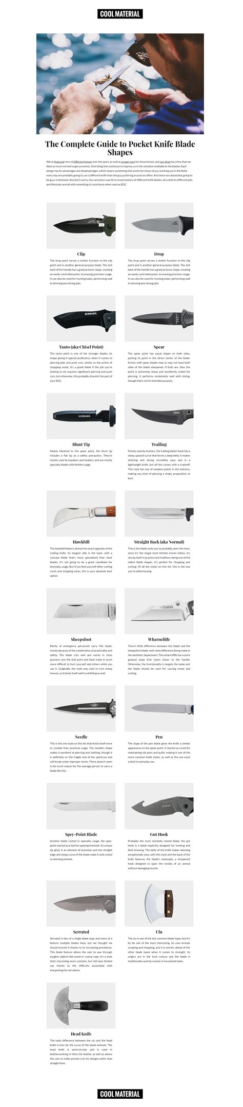 Knife Blade Shapes By Cool Material Cutelaria Canivetes
