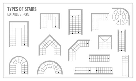 Premium Vector Set Of Stairs For Floor Plan Top View Kit Of Icons For