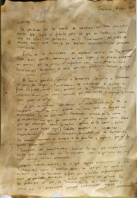 Carta De Un Soldado De La Primera Guerra Mundial