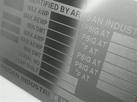Asme Cert Plates Nameplates Metal Tags And Laser Cutting Detroit