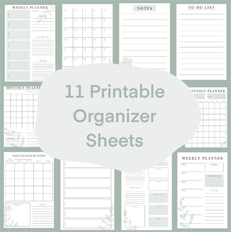 11 Printable Planner Sheets Printable Organizers Etsy