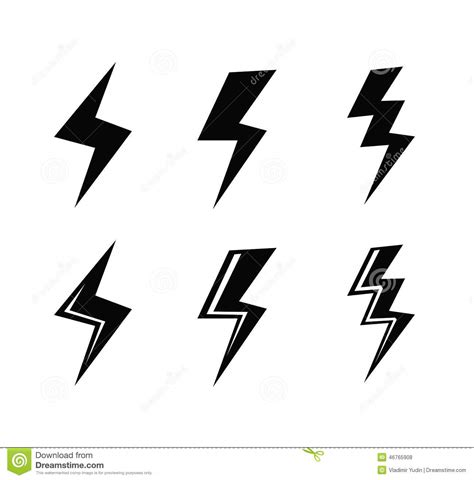 Lightning Icon Set Electricity Thunder Danger Symbol Lightning
