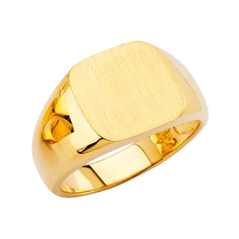 Aa Jewels Solid 14k Yellow Gold Mens Engravable Signet Ring Size 115