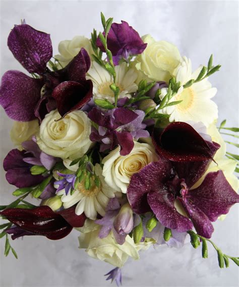 The Flower Magician Purple And Ivory Wedding Bouquet