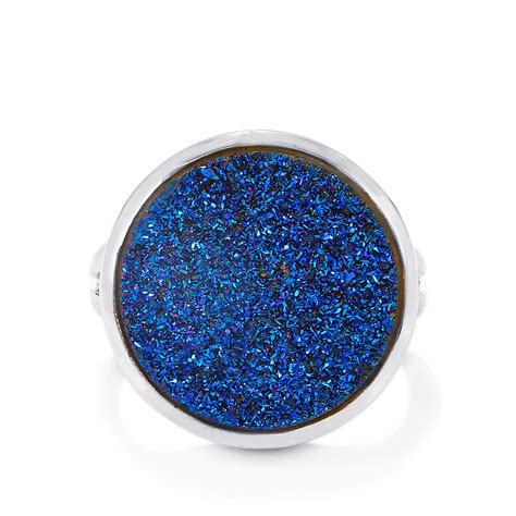 Titanium Blue Drusy Ring In Sterling Silver 12cts Gemporia