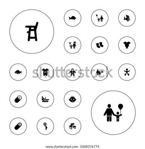 Editable Vector Little Icons Baby Fish Stock Vector Royalty Free