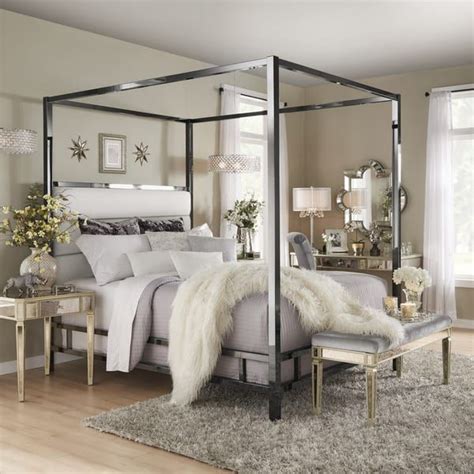 Solivita Black Nickel Canopy Bed By Inspire Q Bold Overstock 18805859 Metal Canopy Bed