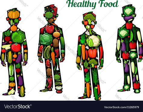 Healthy Food Nutrition Human Body Icons Royalty Free Vector