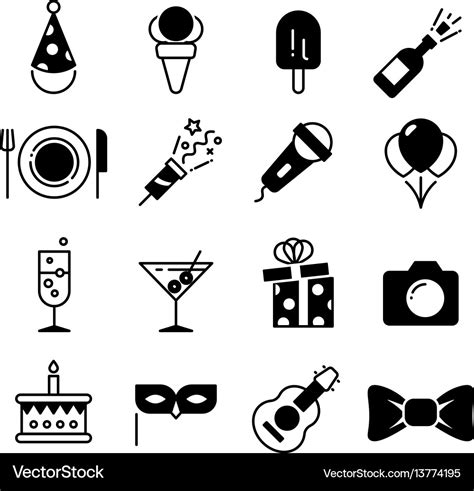 Party And Wedding Event Fun Icons Royalty Free Vector Image
