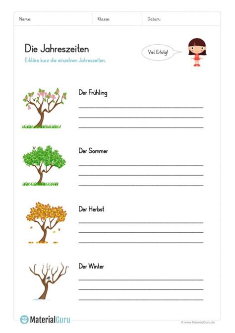 Cool Jahreszeiten Grundschule Klasse 1 Arbeitsblatt