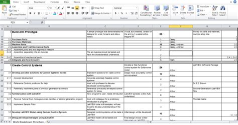 Wbs Excel Template Free Printable Templates