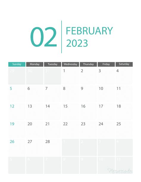February 2023 Calendar Free Printable With Holidays Free Calendar