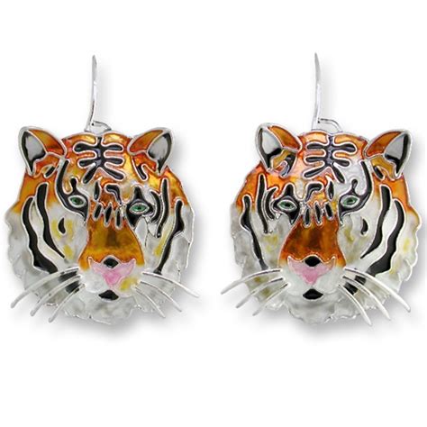 Bengal Tiger Earrings Enamel Bengal Tiger Earrings Zarah Jewelry