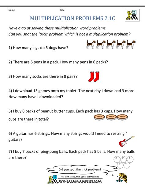 These percentage word problems worksheets are appropriate for 3rd grade, 4th grade, 5th grade, 6th grade, and 7th grade. Multiplication Word Problem Area 2nd Grade