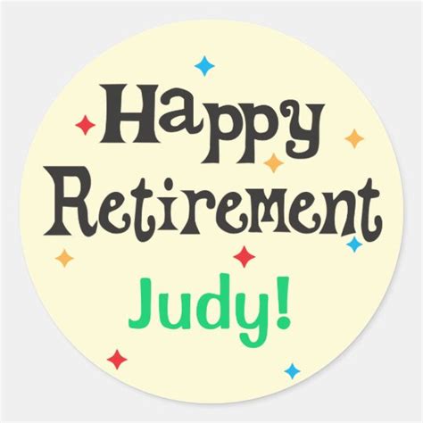 Happy Retirement Party Custom Name Classic Round Sticker