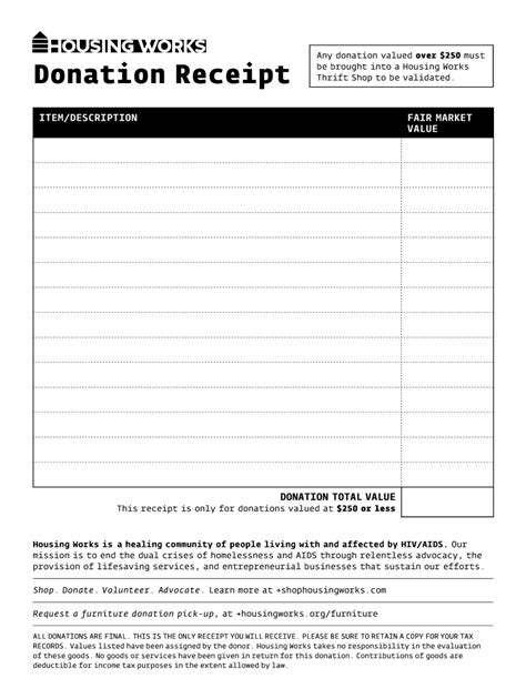 Donation Receipt Works Fill Online Printable Fillable Blank