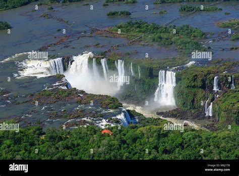 Aerial Scenic Landscape Iguazu Falls Waterfalls Bordering Brazil
