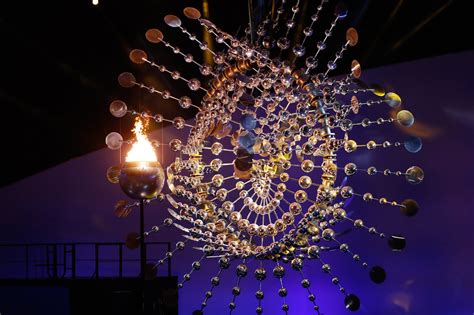 The Wind Powered Kinetic Sculpture Pulsing Behind The Olympic Cauldron
