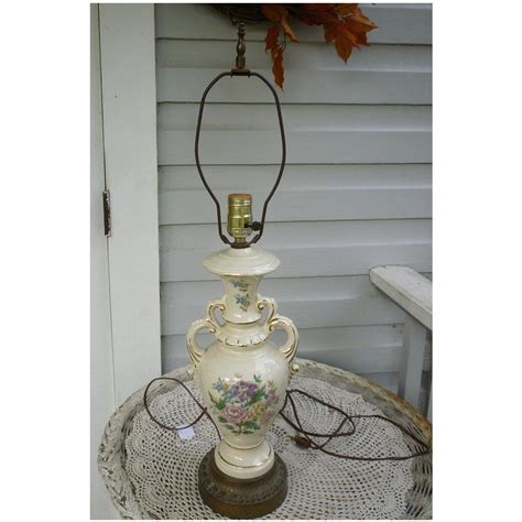 Ornate Floral Ceramic Table Lamp With Gold Trim From Chezmarianne On