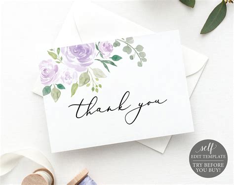 Thank You Card Template Folded Editable Instant Download Try Before