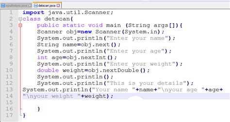 Java Language Input Scanner Tutorial Code For Java C